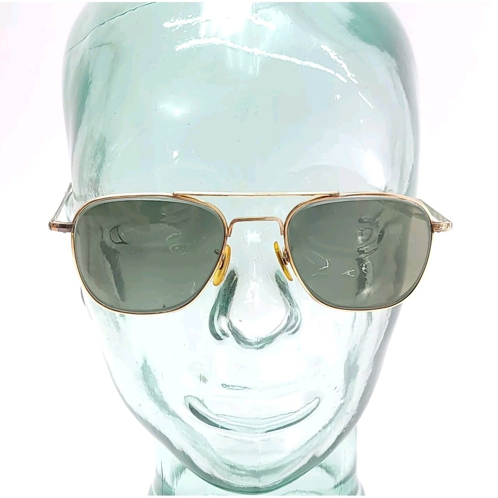 Vtg AO American Optical 12K GF 1/10 Gold‎ Aviator Sunglasses FRAMES 63mm Cable
